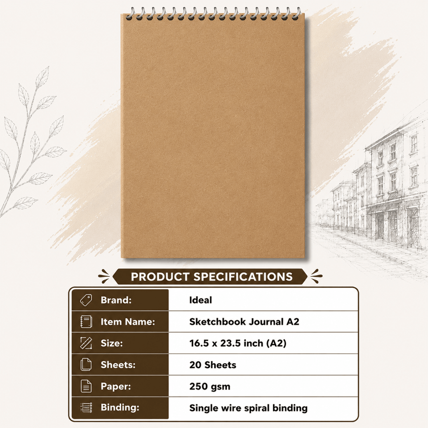 Sketch Book - A2 Size - 250g Paper - For Acrylic & Watercolor