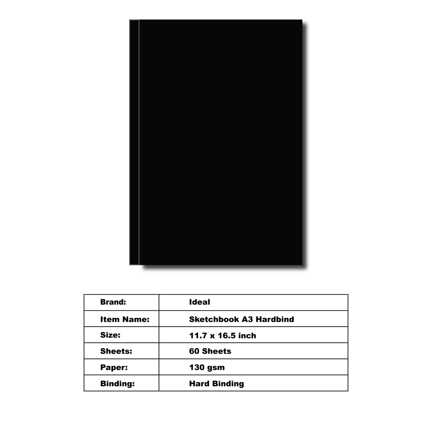 Hard Bind Sketch Book - A3 Size - 130g Paper