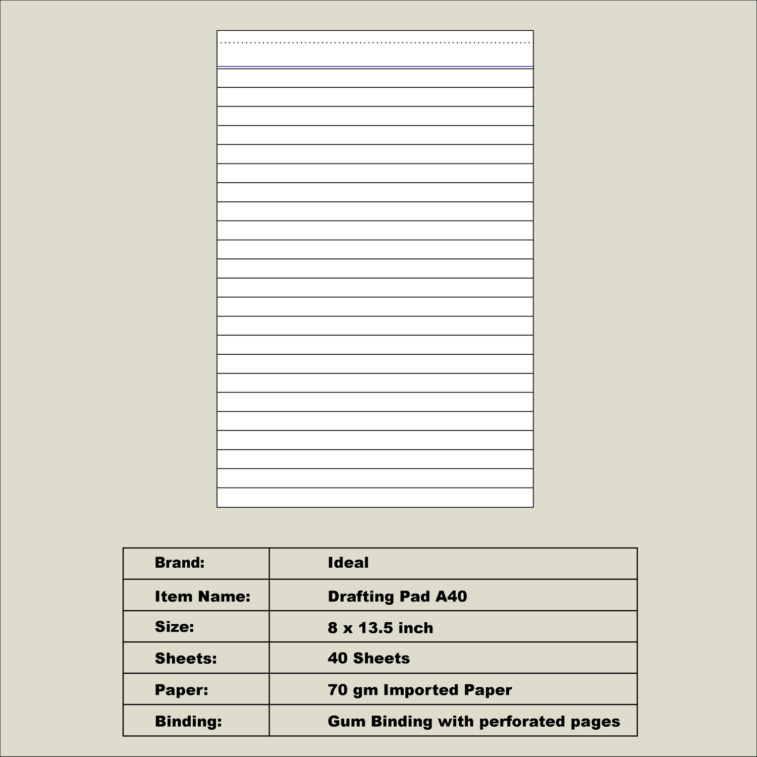 Drafting Pad A40 - Size FC - Imported Paper