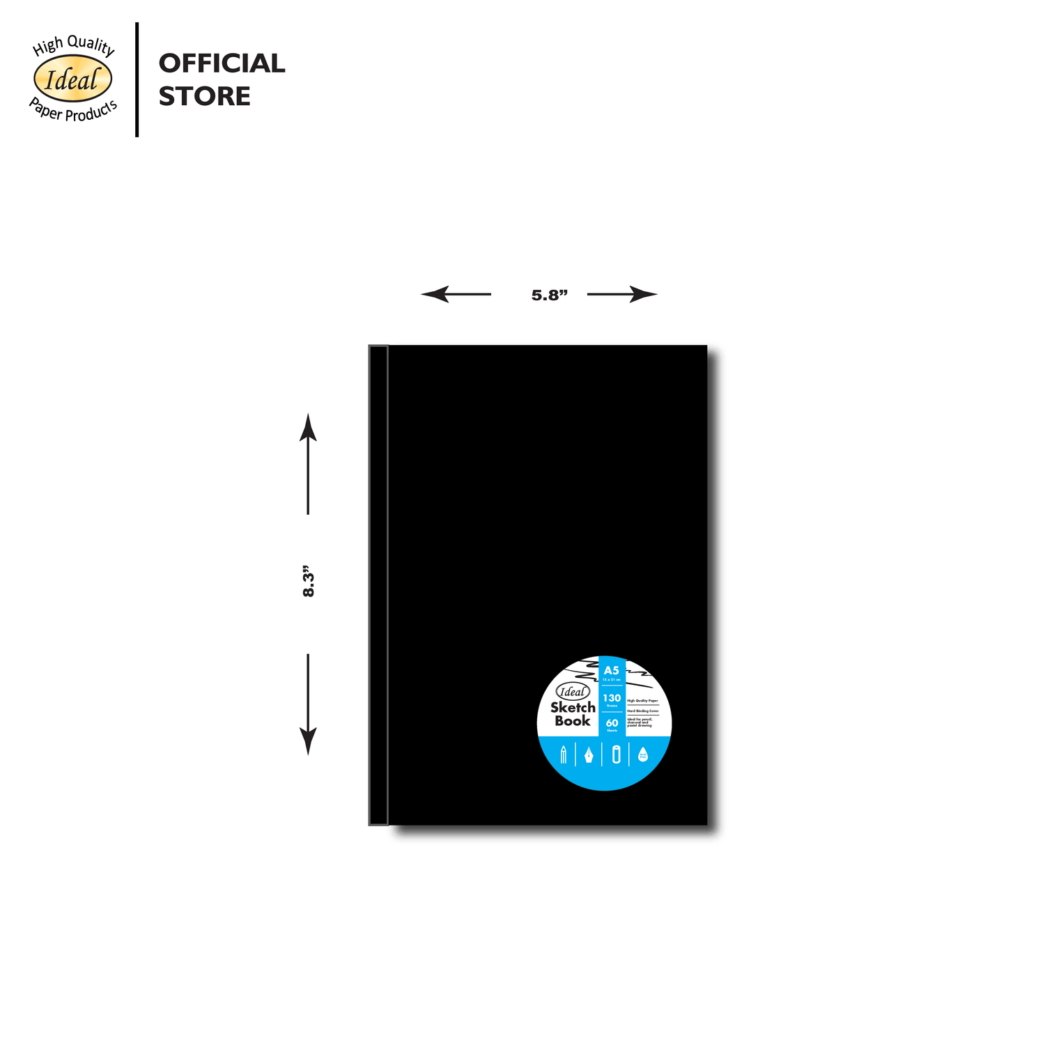 Hard Bind Sketch Book - A5 Size - 130g Paper