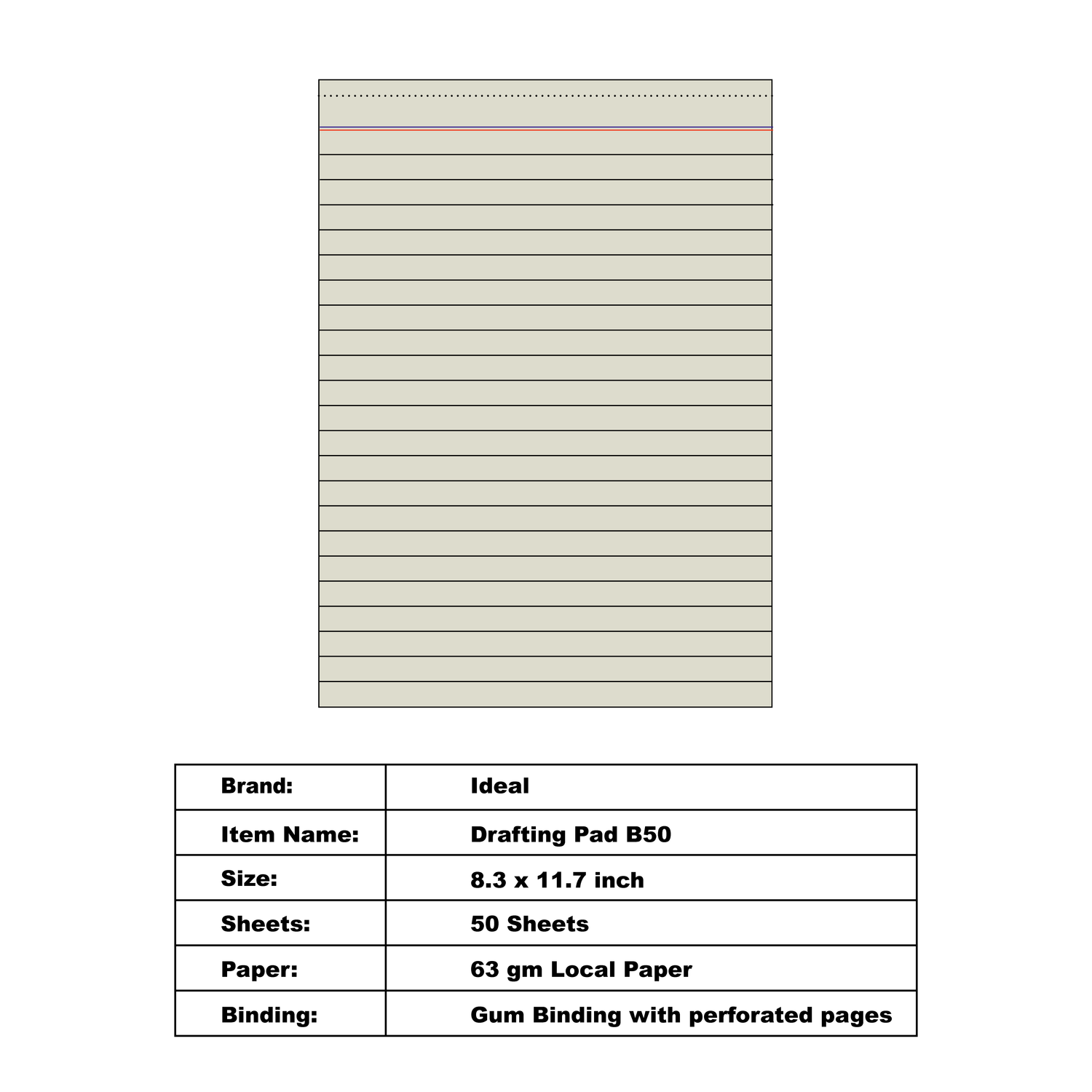 Drafting Pad B50 - Size A4 - Local Paper