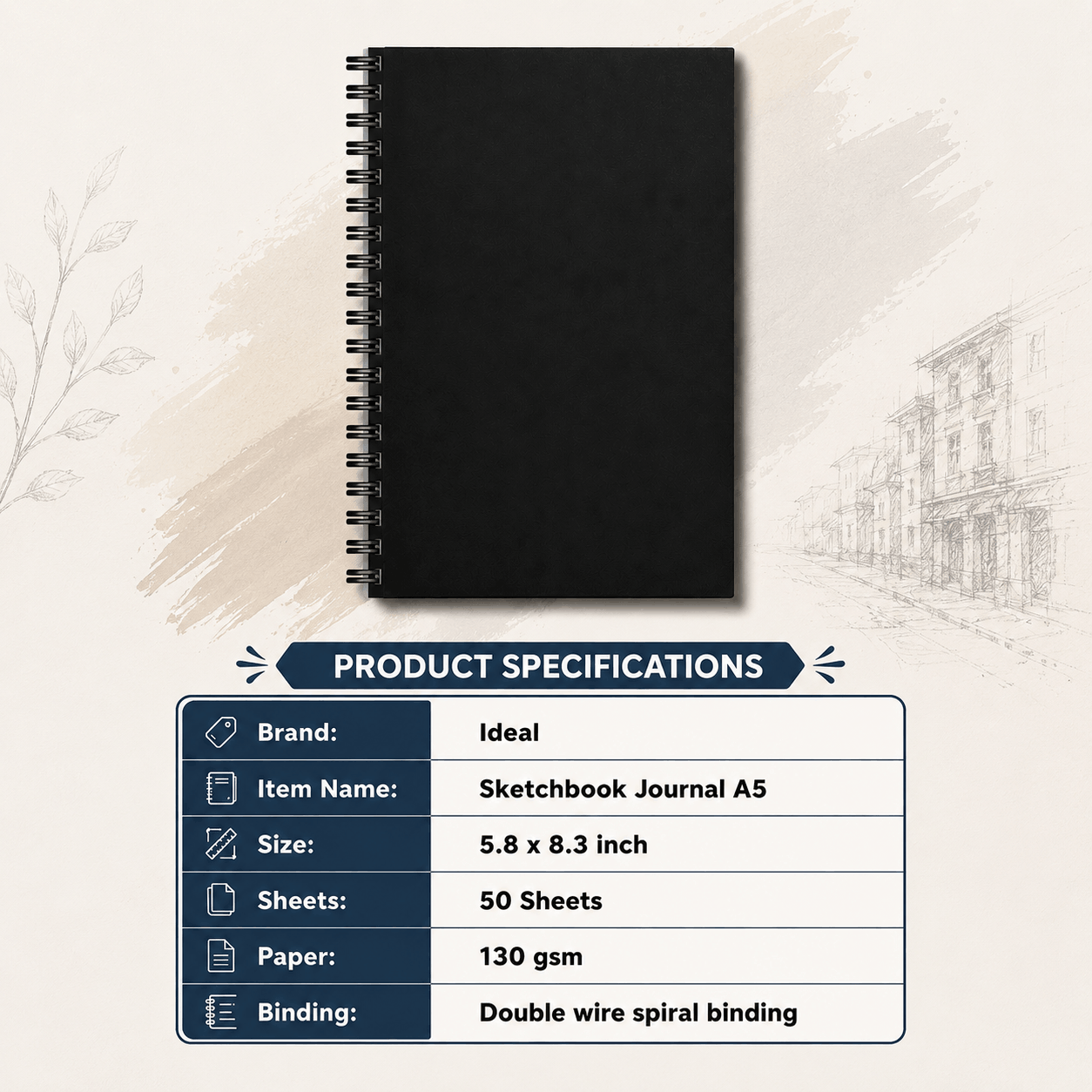 Sketch Book - A5 Size - 50 Sheets - 130g Paper