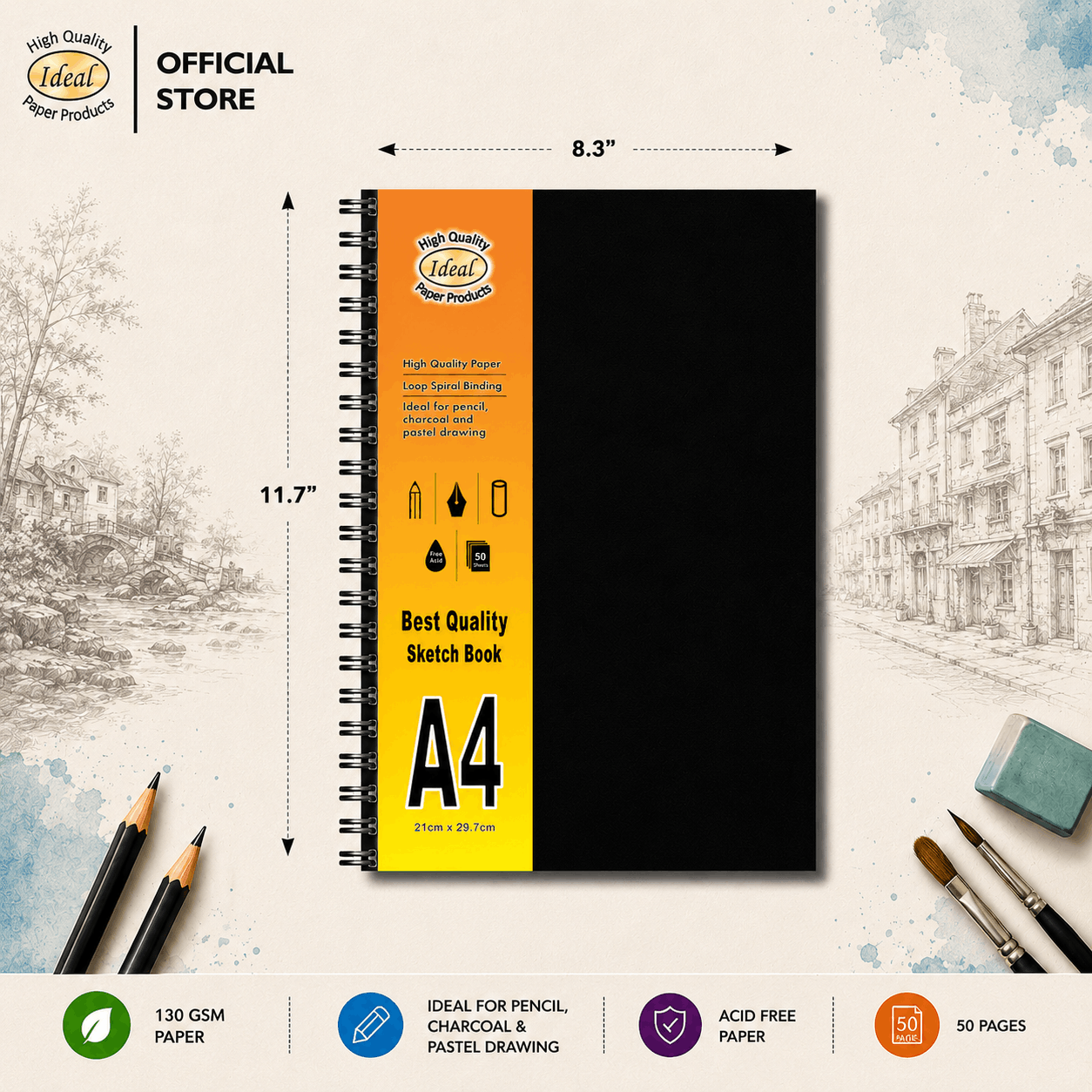 Sketch Book - A4 Size - 50 Sheets - 130g Paper