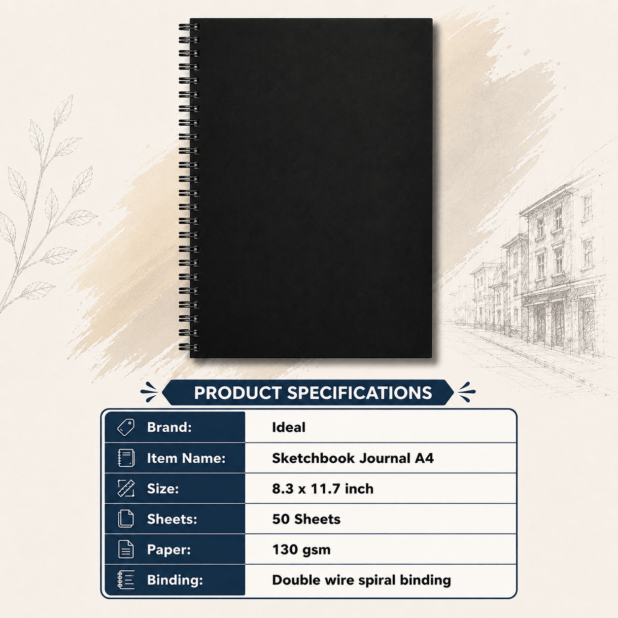 Sketch Book - A4 Size - 50 Sheets - 130g Paper