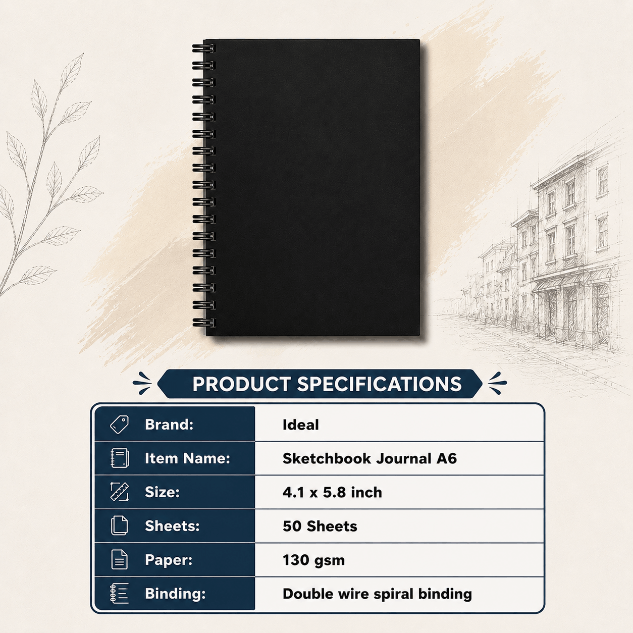 Sketch Book - A6 Size - 50 Sheets - 130g Paper