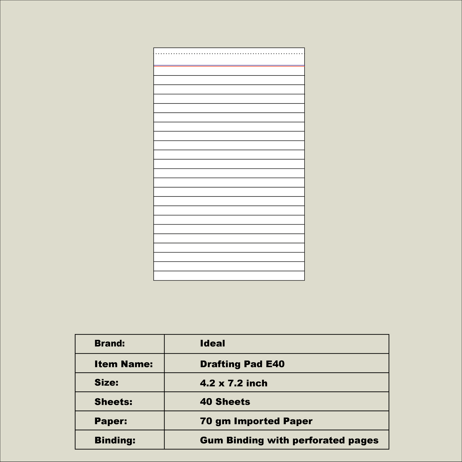 Drafting Pad E40 - Size B6 - Imported Paper