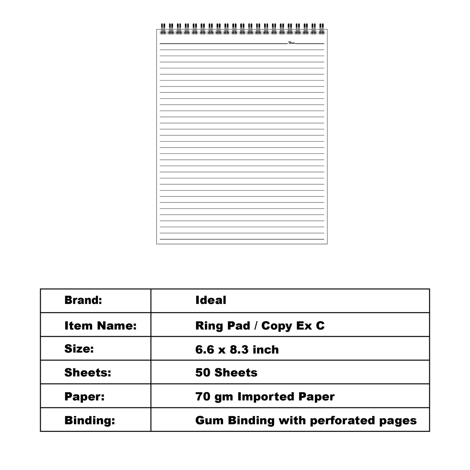 Spiral Notebook / Pad Ex C - Copy Size - Imported Paper