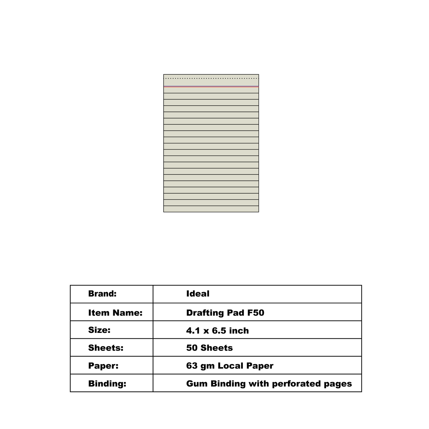 Drafting Pad F50 - Size A6 - Local Paper