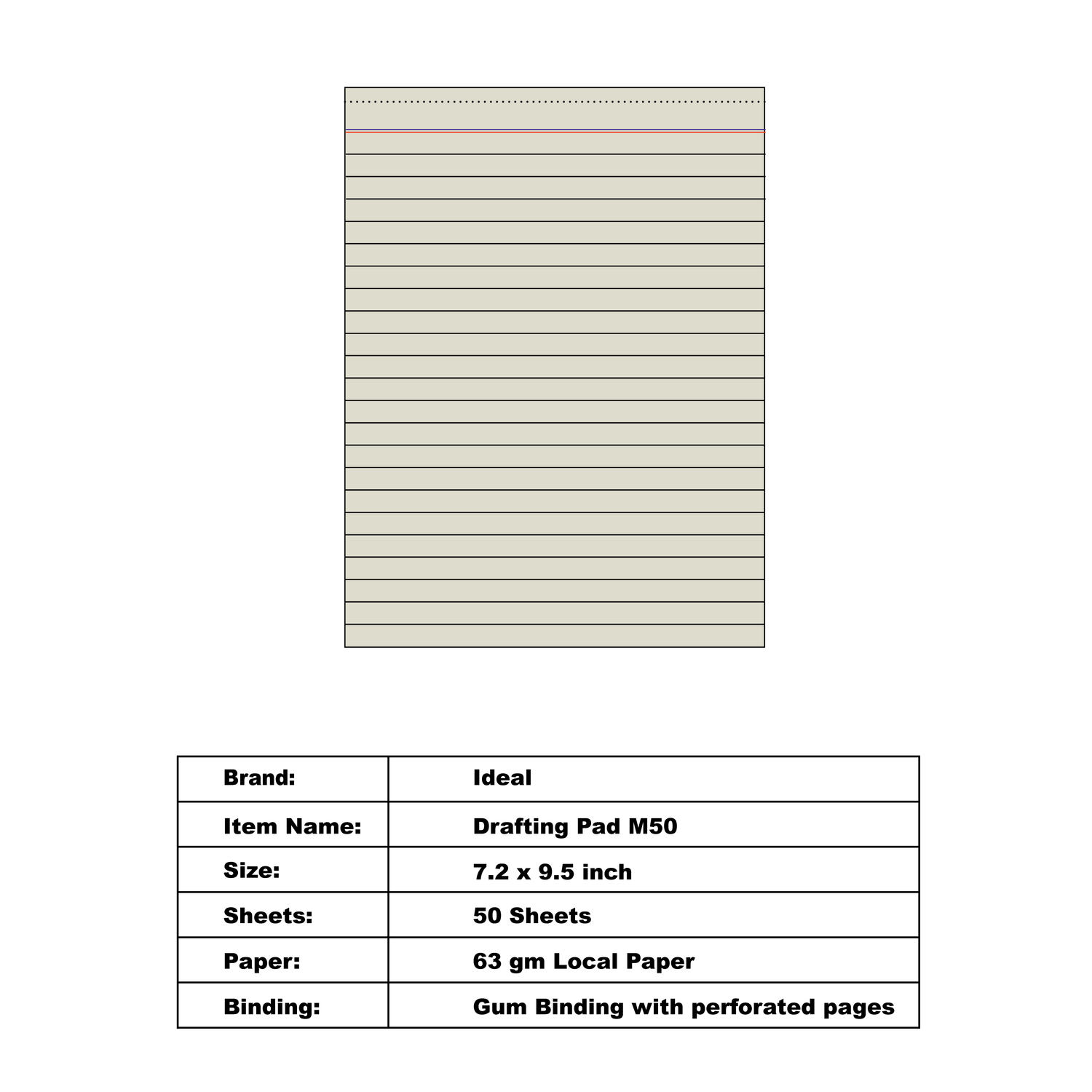Drafting Pad M50 - Size B5 - LocaI Paper