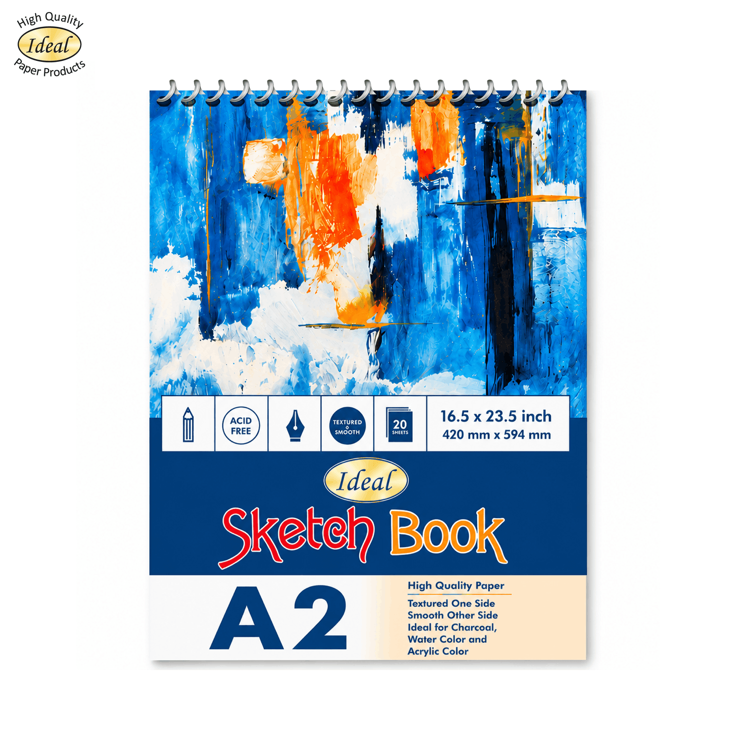 Sketch Book - A2 Size - 250g Paper - For Acrylic & Watercolor