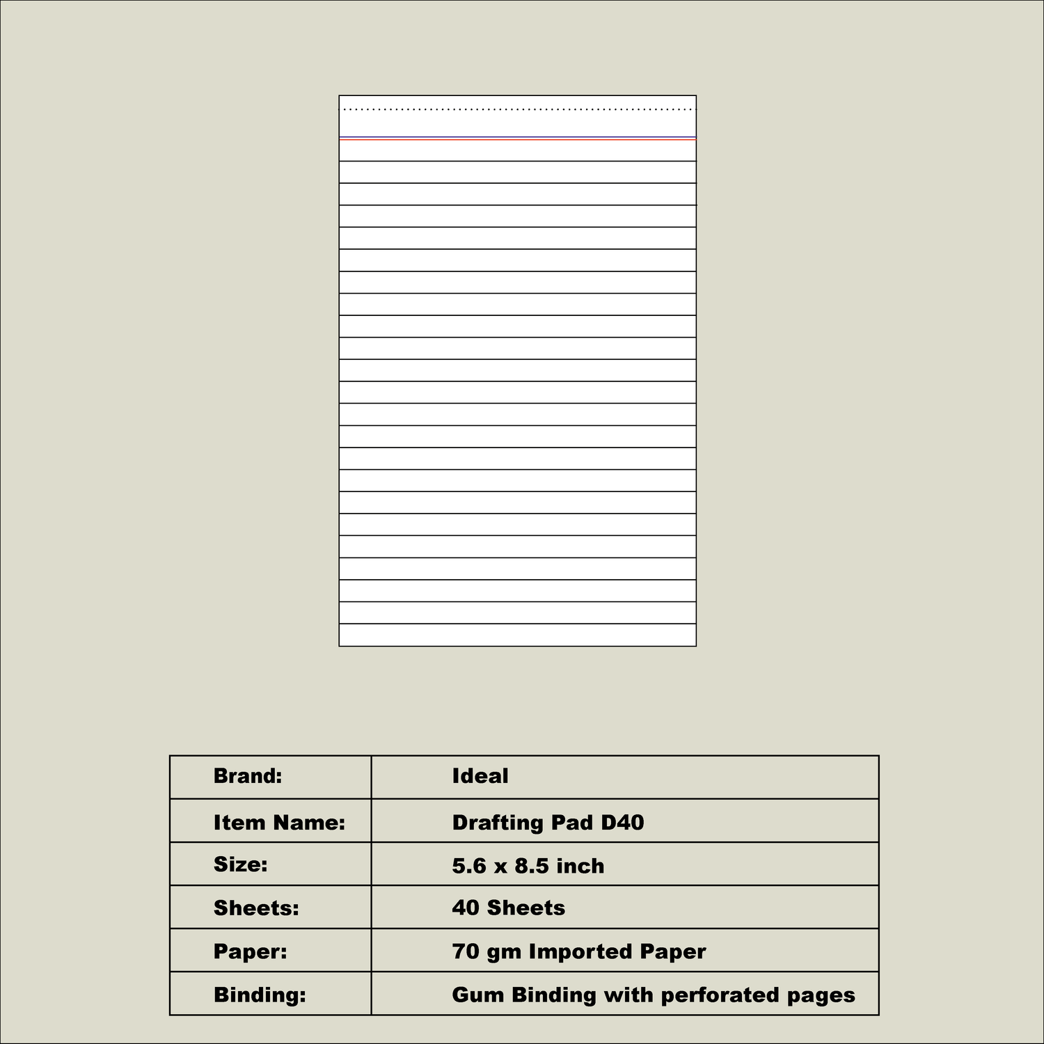 Drafting Pad D40 - Size A5 - Imported Paper