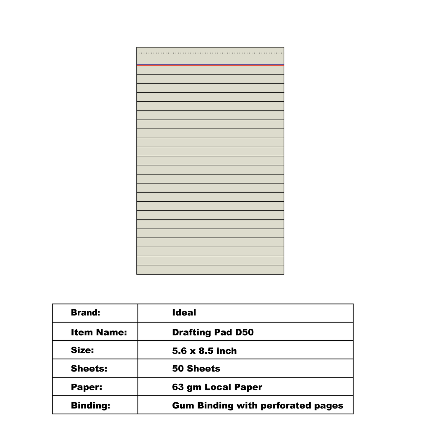 Drafting Pad D50 - Size A5 - LocaI Paper